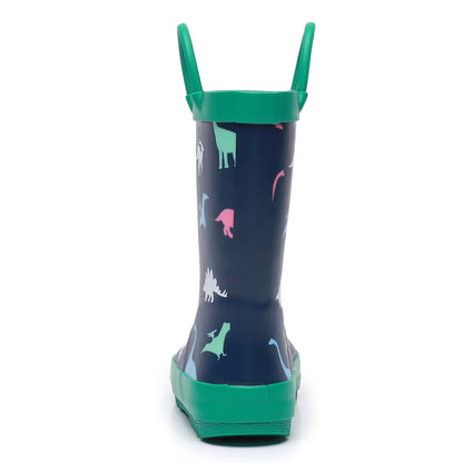 Boys' Dinosaur Print Waterproof Rain Boots - Durable Rubber, Non-Slip Sole, Comfort Fit for Youngsters, Rubber Rain Shoes