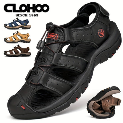 [Thick Sole Handmade Men's Sandals] Clohoo Brand Cowhide Rubber Thick Sole Handmade Casual Bag Head Men's Sandals