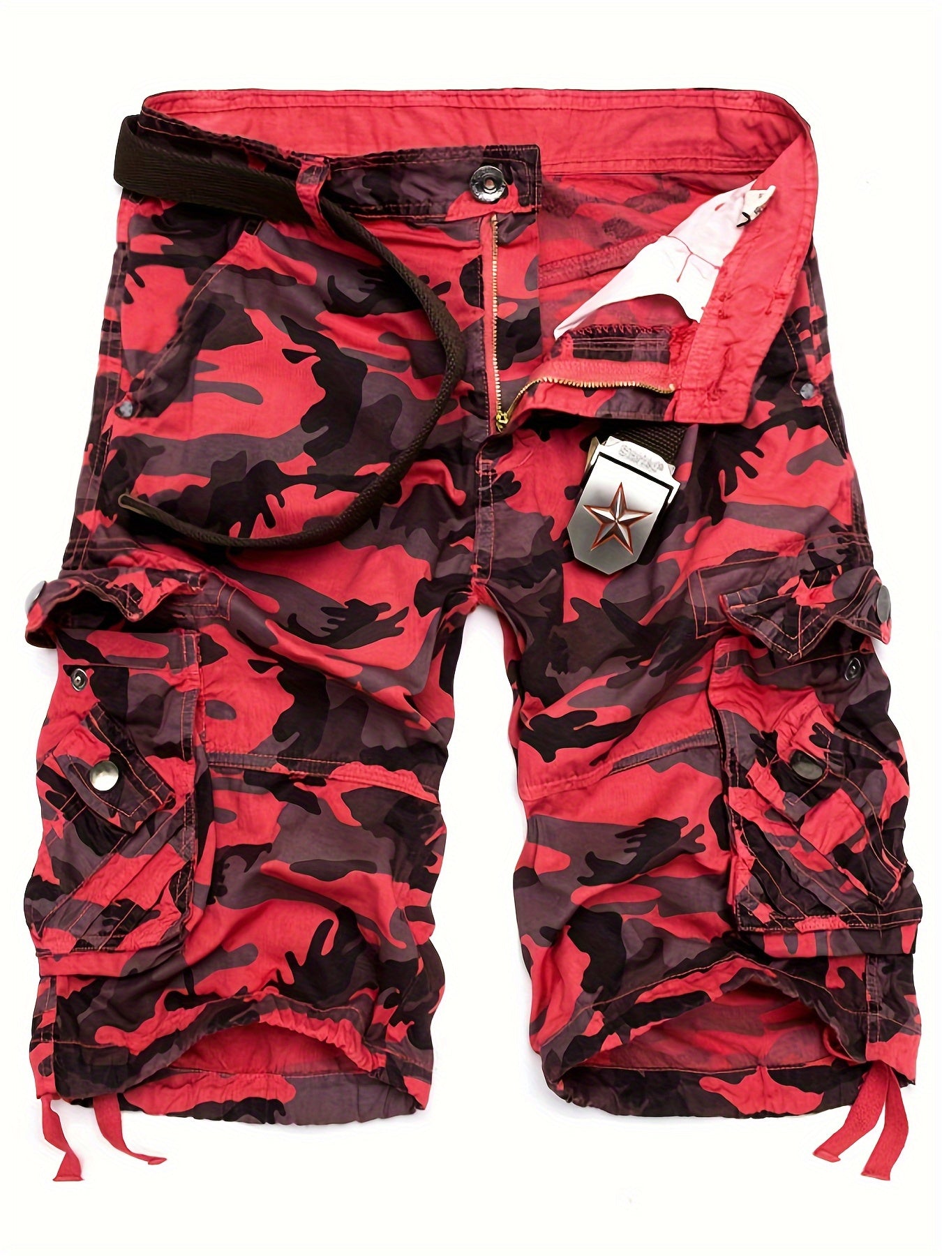 Men'S Cargo Shorts Casual Loose Camouflage Print 3/4 Shorts with Pockets for Summer