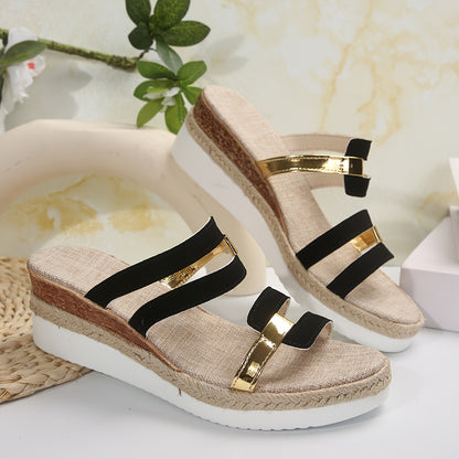 Women's Wedge Heeled Sandals - Casual Open Toe Platform Shoes, Comfortable Slip On Sandals - For Women - Suitable for Summer, Parties & Casual Outings - Perfect Gift for Fashionable Women