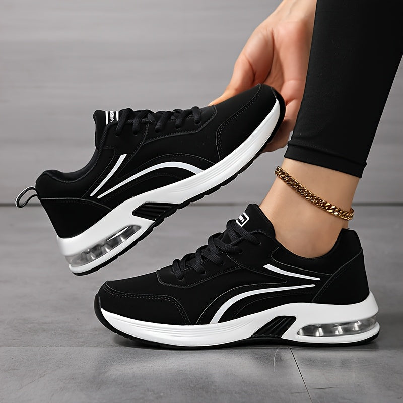 All-Season Low Top Non-Slip Sneakers - 1 Pair Women's Fashion Casual Shoes - Microfiber Upper, Round Toe Lace-Up Design, Fabric Inner & Insole, PU Sole