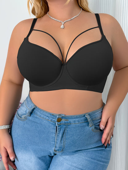 [Plus Size Sexy Push-Up Bra] Plus Size Women's Sexy Push-Up Bra - Breathable, Comfort Fit with Underwire & Non-Removable Pads, Nylon Blend