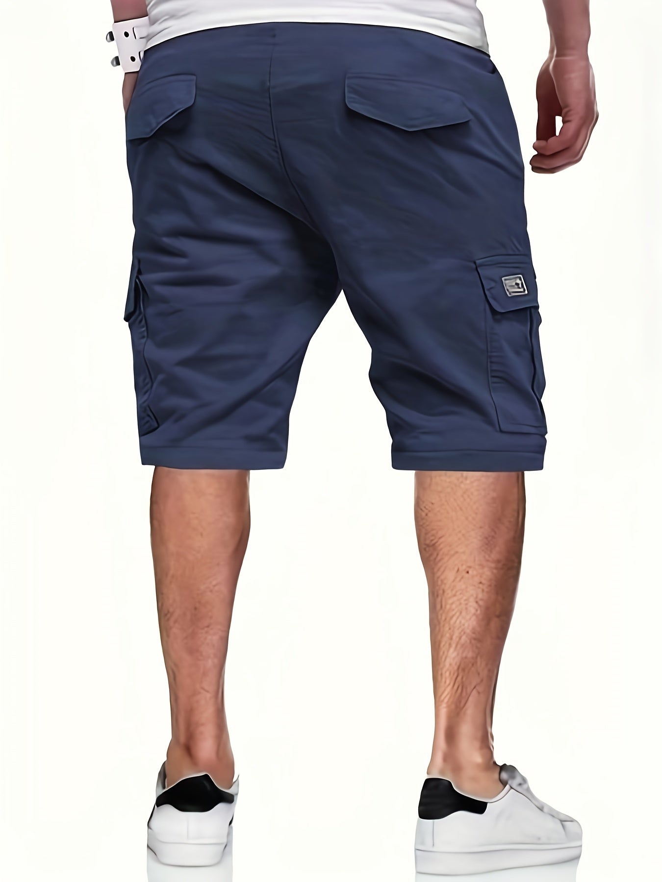 Summer 3-Pack Men's Casual Cargo Shorts - 100% Polyester, Solid Color, Regular Fit with Pockets - 390g/m² Non-Stretch Fabric, Loose Straight Leg Sports Trousers