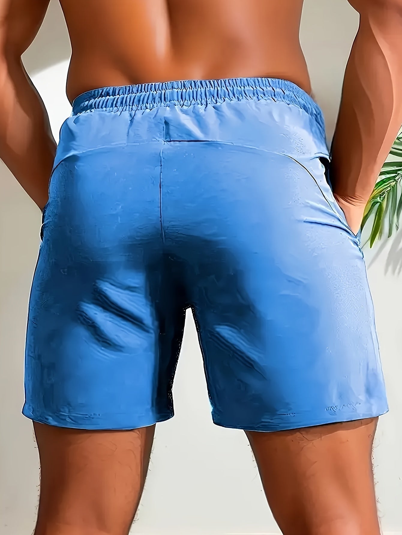 [Loose Solid Shorts With Pockets] Men's Loose Solid Shorts With Pockets, Active Elastic Waist Drawstring Shorts For Summer