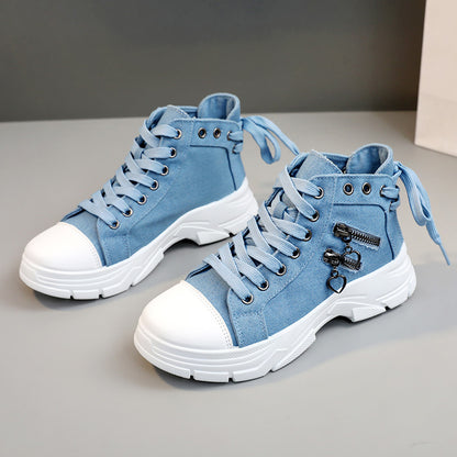 Women's High Top Sneakers - Zip Detail, Lace Up, Plus Size, Casual Sports Shoes for All-Match