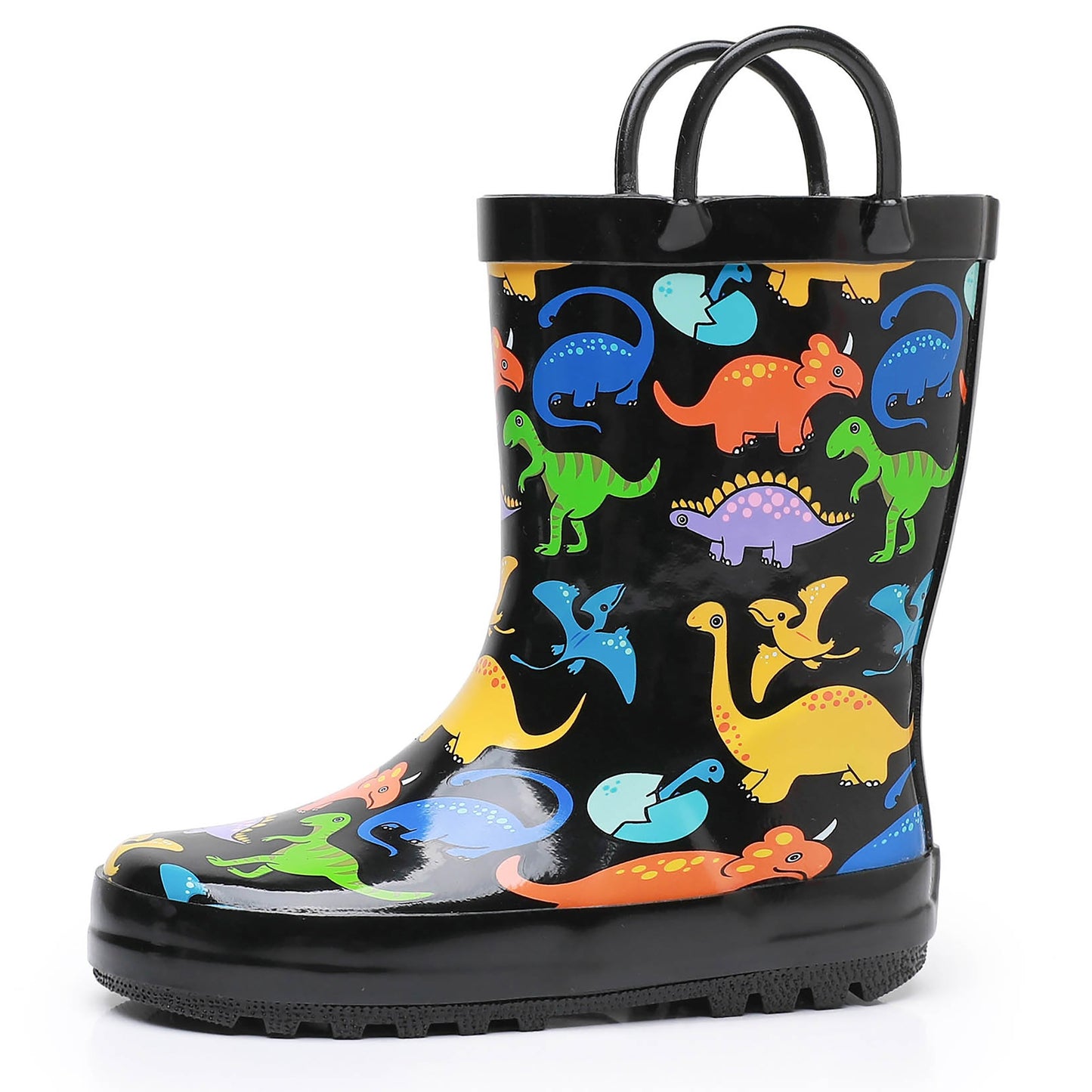 Boys' Dinosaur Print Waterproof Rain Boots - Durable Rubber, Non-Slip Sole, Comfort Fit for Youngsters, Rubber Rain Shoes