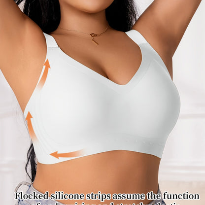 [Wire-Free Comfort Fit Bralette] Seamless Plus Size Bralette - Soft, Wire-Free with Removable Pads, Comfort Fit for Casual Attire