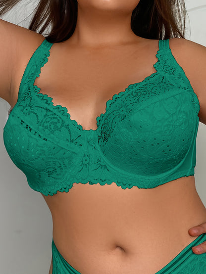 Ultra-Thin Luxe Lift Plus Size Sexy Lace Bra - Comfort E Cups & Underwire Support, Hollow-Out Design