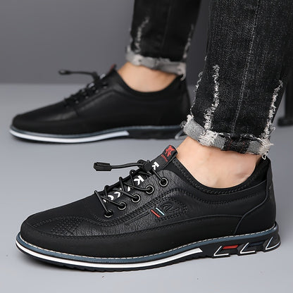 [Plus Size Business Style Shoes] Plus Size Men's Business Style Color Block Walking Shoes, Comfy Non Slip Lace Up Rubber Sole Casual Shoes, Men's Footwear