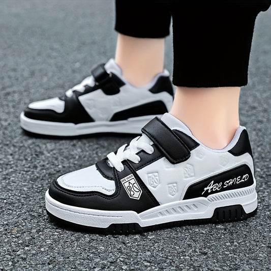 Boy's Trendy Reflective Design Skate Shoes, Colour Block Comfy Non Slip Casual Sneakers For Kids Outdoor Activities