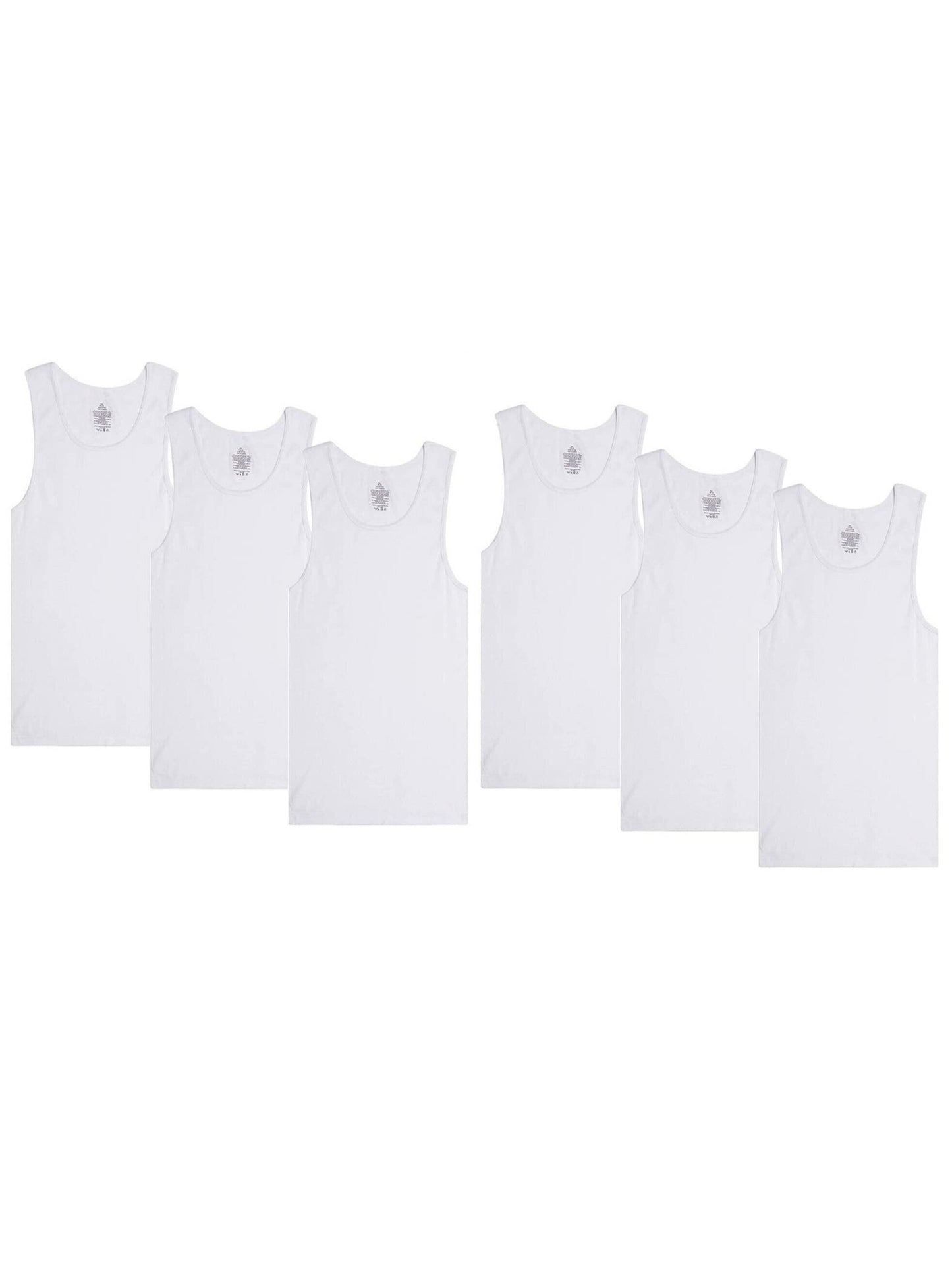 6 Pack Men's 100% Cotton Wife Beater A-Shirts Undershirt Plain Ribbed Tank Top