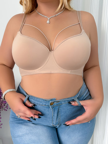 [Sexy Push-Up Beige Bra for Women] Plus Size Elegant Beige Bra for Women - Sexy & Comfortable Push-Up with Underwire, Breathable Nylon Blend, Non-Removable Pads, Hand Washable - Sleek Full Coverage Lingerie