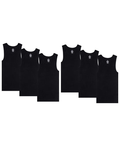 6 Pack Men's 100% Cotton Wife Beater A-Shirts Undershirt Plain Ribbed Tank Top