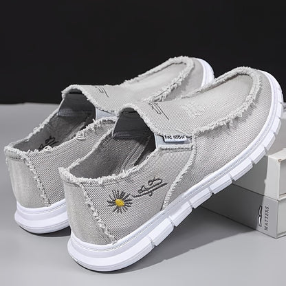 Unisex Casual Floral Embroidered Fabric Slip-on Shoes, Soft Anti-slip Durable, Plain Toe, All-season, Lightweight, Fabric Upper, Rubber Sole, Fabric Inner