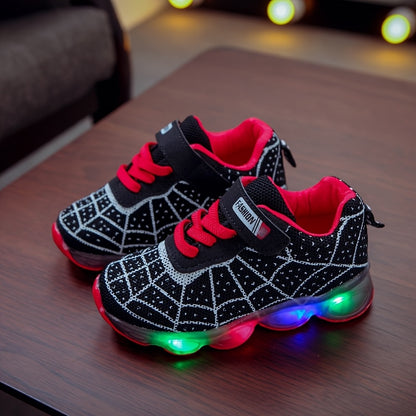 Spring And Autumn New Style Shoes in Sizes 21-36, Light-Up Running Shoes for Boys And Girls, LED Flashing Sneakers with Mesh Design.