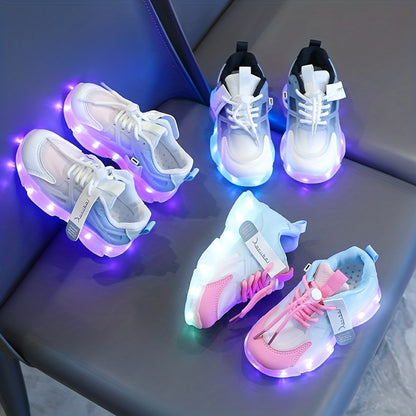 Usb Charging Light Shoes Colorful Sixteen Mode Running Horse Light Shoes Cool Luminous Boys Girls Can Change Color Color Lights Running Sneakers Cartoon Casual Shoelace Light Shoes