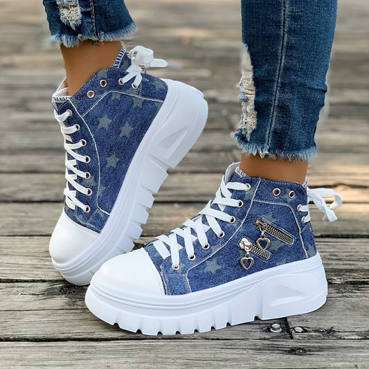 Women's Thick-Heeled Fashion Zipper Decorated Shoes