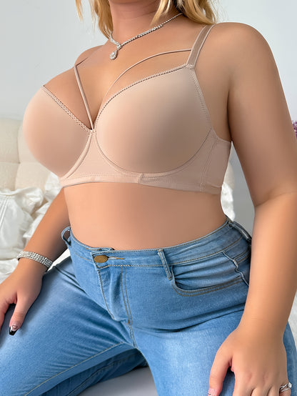 [Sexy Push-Up Beige Bra for Women] Plus Size Elegant Beige Bra for Women - Sexy & Comfortable Push-Up with Underwire, Breathable Nylon Blend, Non-Removable Pads, Hand Washable - Sleek Full Coverage Lingerie