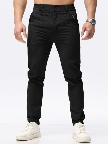 Lightweight Slim Fit Men's Solid Classic Pants - Casual Straight Fit Trousers For Summer Outdoor Daily Wear