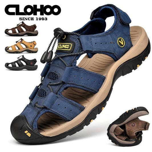 [Thick Sole Handmade Men's Sandals] Clohoo Brand Cowhide Rubber Thick Sole Handmade Casual Bag Head Men's Sandals