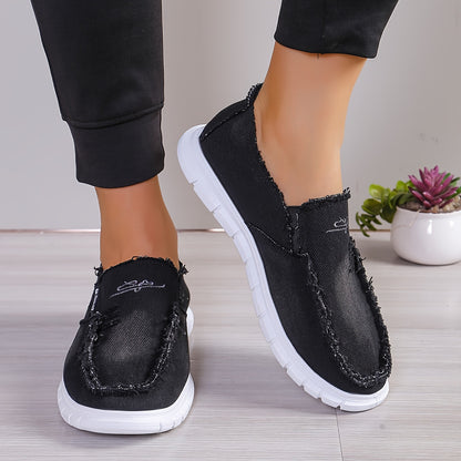 Unisex Casual Floral Embroidered Fabric Slip-on Shoes, Soft Anti-slip Durable, Plain Toe, All-season, Lightweight, Fabric Upper, Rubber Sole, Fabric Inner