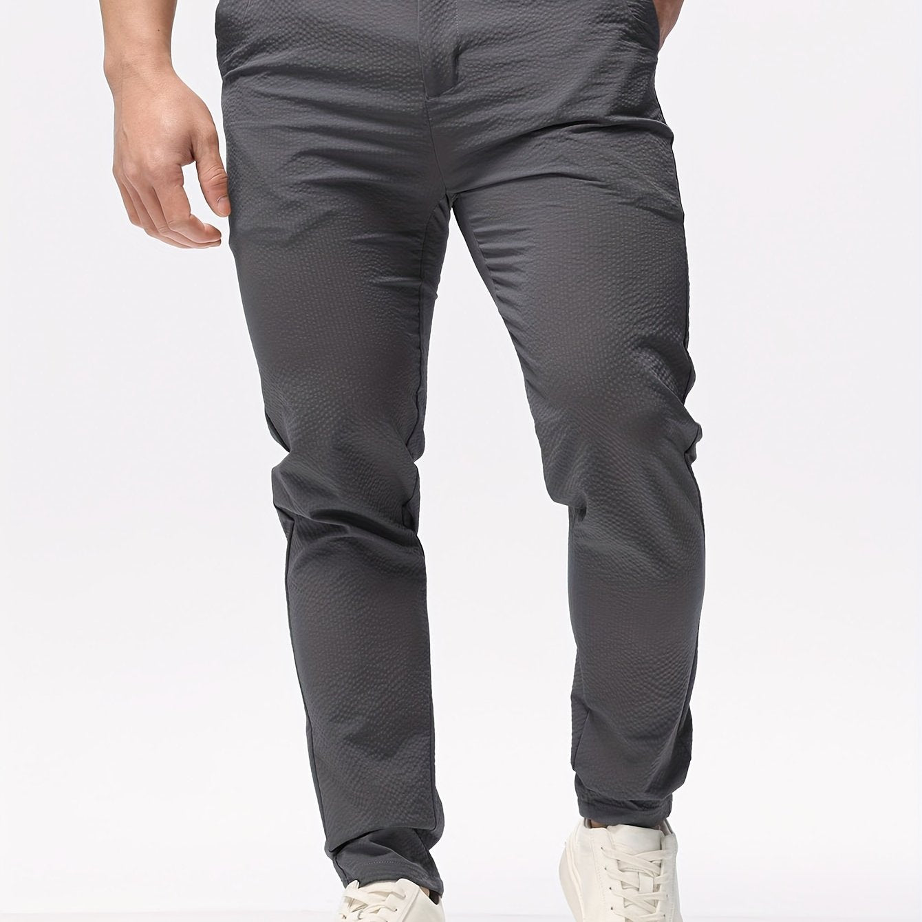 Lightweight Slim Fit Men's Solid Classic Pants - Casual Straight Fit Trousers For Summer Outdoor Daily Wear