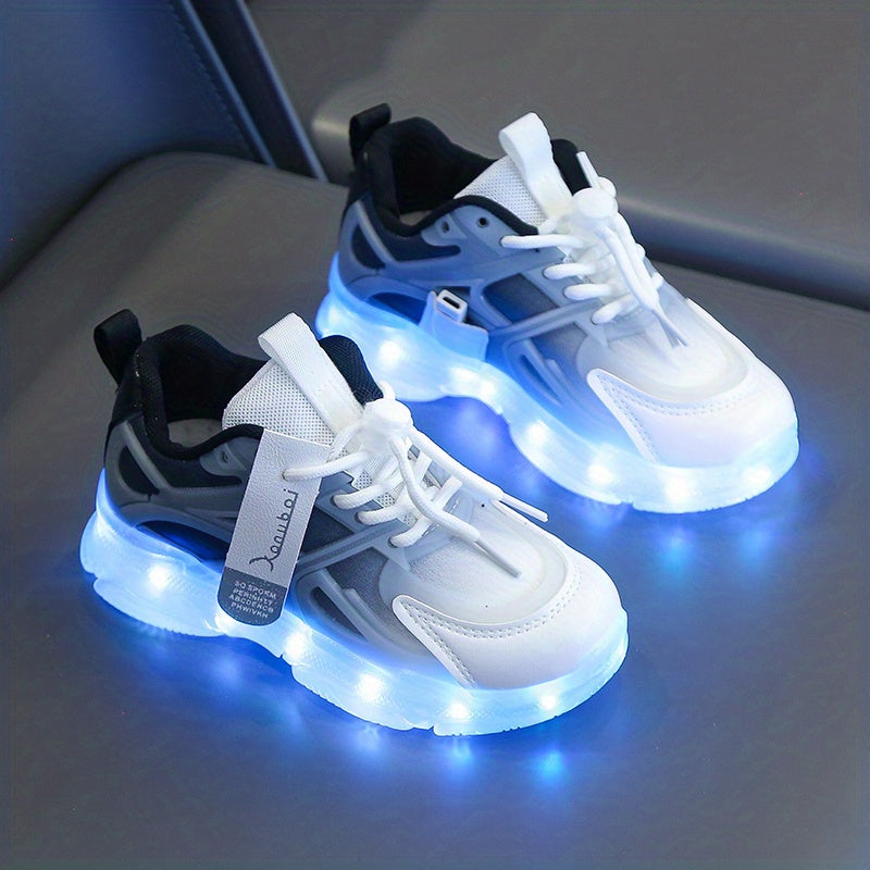 Usb Charging Light Shoes Colorful Sixteen Mode Running Horse Light Shoes Cool Luminous Boys Girls Can Change Color Color Lights Running Sneakers Cartoon Casual Shoelace Light Shoes