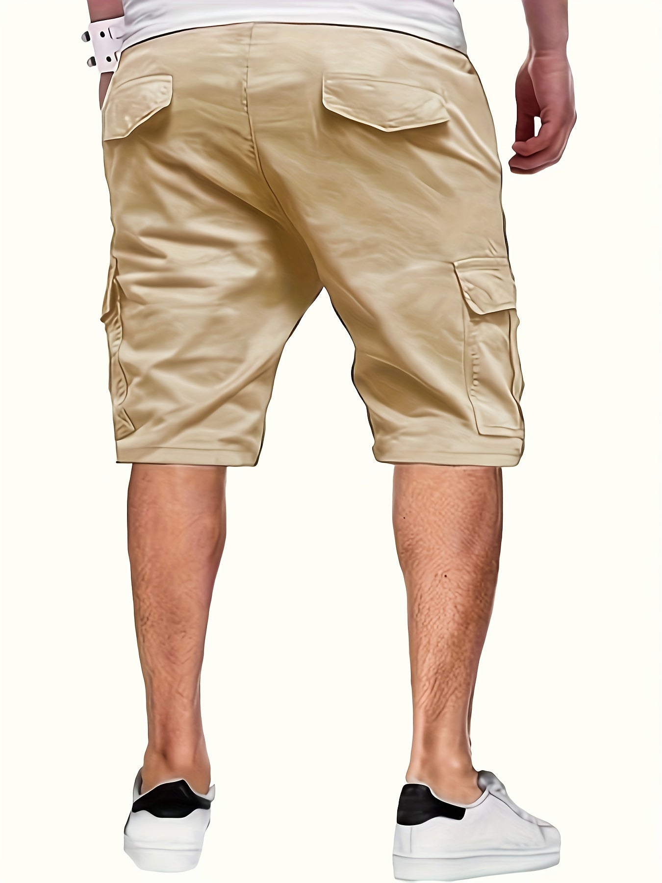 Summer 3-Pack Men's Casual Cargo Shorts - 100% Polyester, Solid Color, Regular Fit with Pockets - 390g/m² Non-Stretch Fabric, Loose Straight Leg Sports Trousers