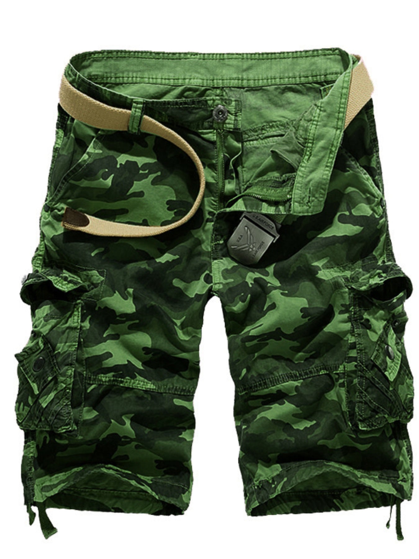 Men'S Cargo Shorts Casual Loose Camouflage Print 3/4 Shorts with Pockets for Summer