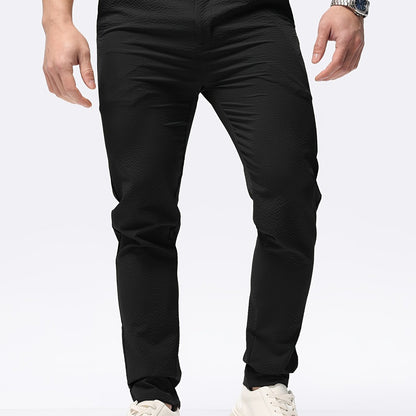 Lightweight Slim Fit Men's Solid Classic Pants - Casual Straight Fit Trousers For Summer Outdoor Daily Wear