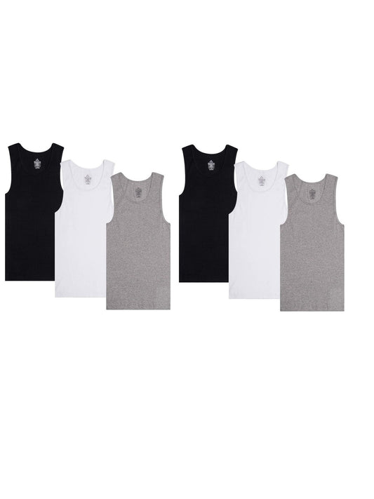 6 Pack Men's 100% Cotton Wife Beater A-Shirts Undershirt Plain Ribbed Tank Top