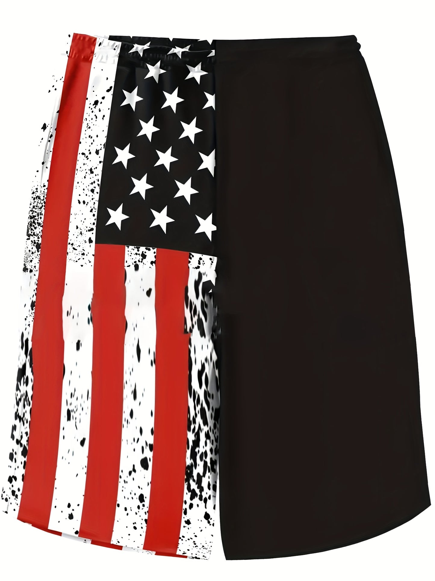 Chic Contrast Color American Flag Pattern Print Shorts - Men's Drawstring Pockets Summer Outdoors Sports Wear