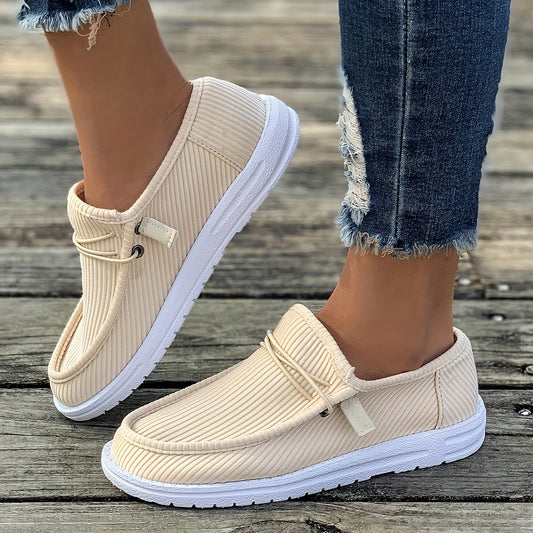 Lightweight Elegant Loafers - Women's Solid Color Flat Slip On Walking Shoes - Comfort Low-top Casual Plus Size Shoes