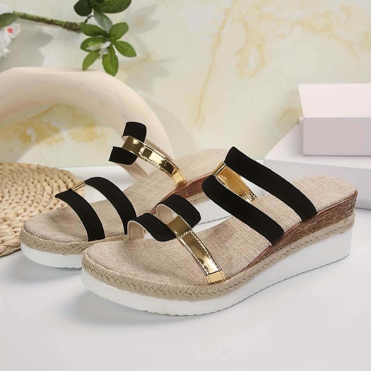 Women's Wedge Heeled Sandals - Casual Open Toe Platform Shoes, Comfortable Slip On Sandals - For Women - Suitable for Summer, Parties & Casual Outings - Perfect Gift for Fashionable Women