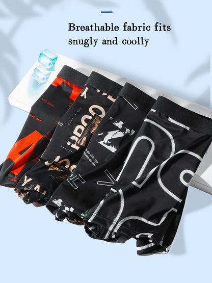 6Pcs Breathable Ice Silk Boxer Shorts - Cool, Close-Fitting, Men's Underwear for Daily Wear