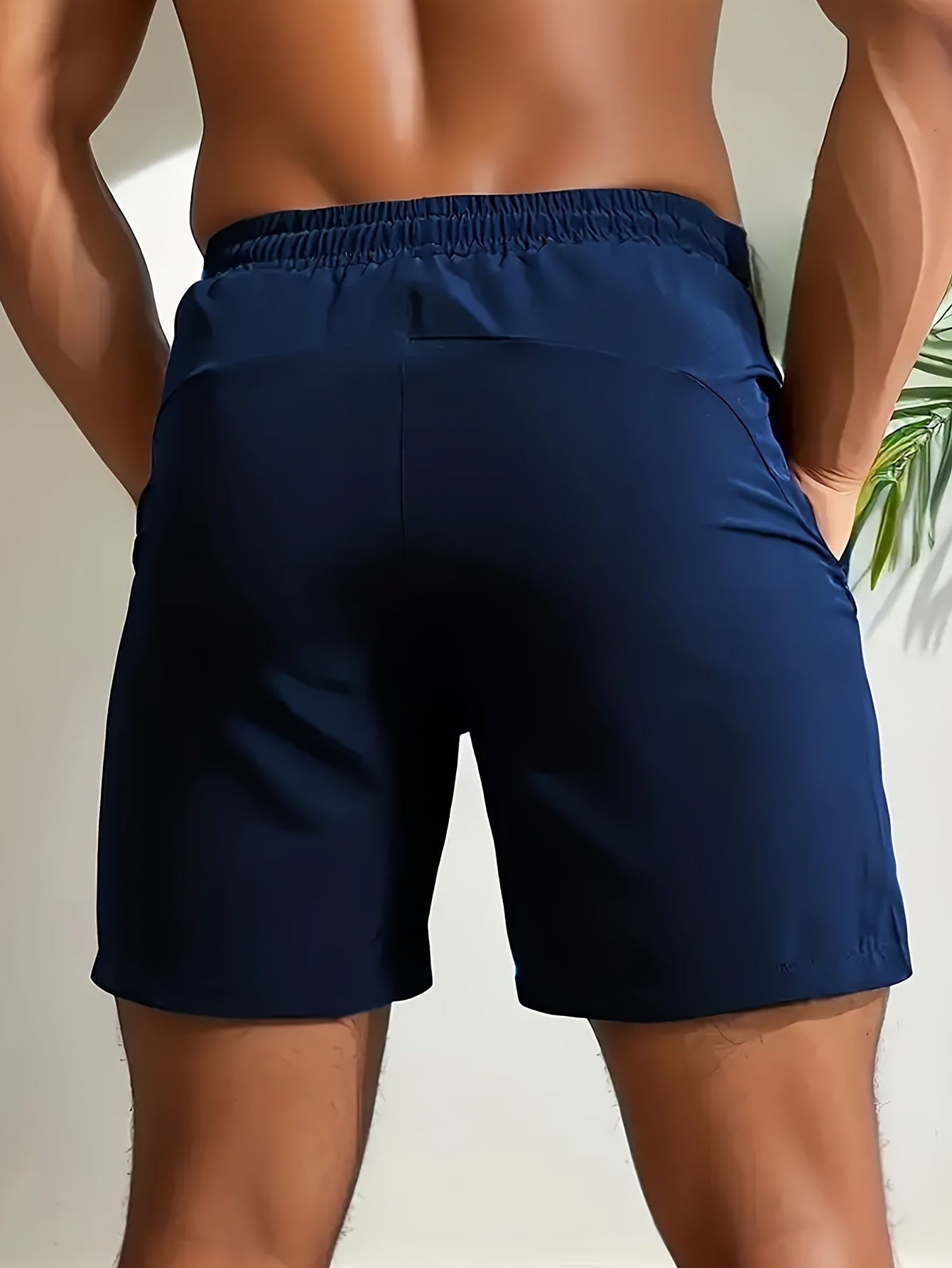 [Loose Solid Shorts With Pockets] Men's Loose Solid Shorts With Pockets, Active Elastic Waist Drawstring Shorts For Summer