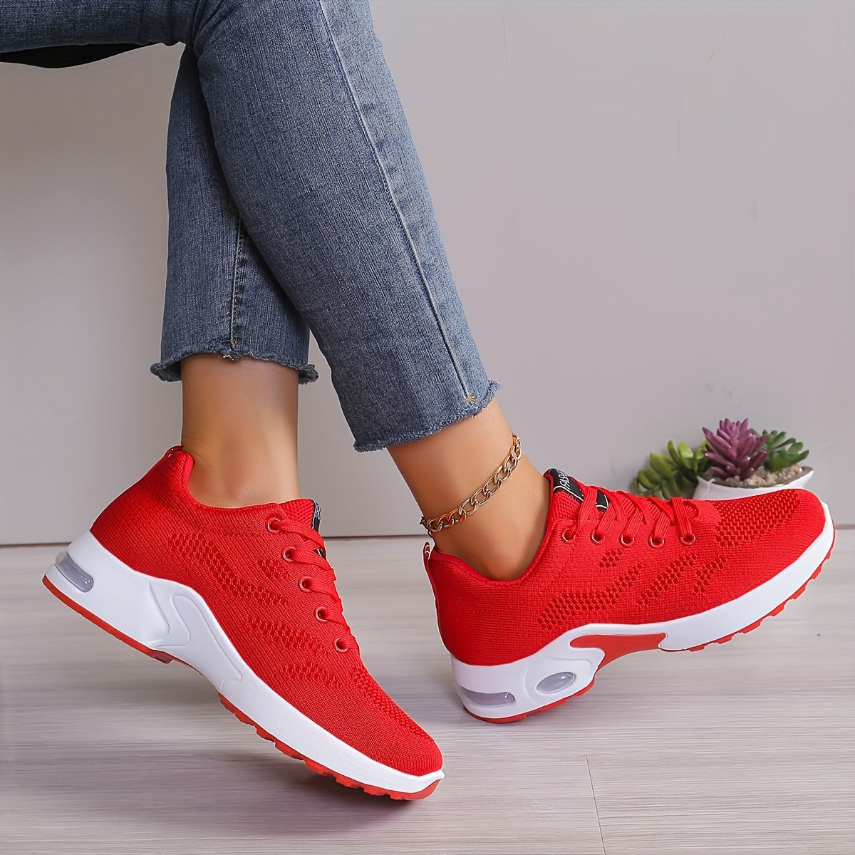 Women's Low-Top Air Cushion Sneakers - Shock Absorbing, Breathable, Lightweight, Comfortable for Outdoor Sports & Daily Wear