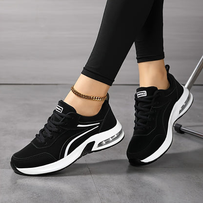 All-Season Low Top Non-Slip Sneakers - 1 Pair Women's Fashion Casual Shoes - Microfiber Upper, Round Toe Lace-Up Design, Fabric Inner & Insole, PU Sole