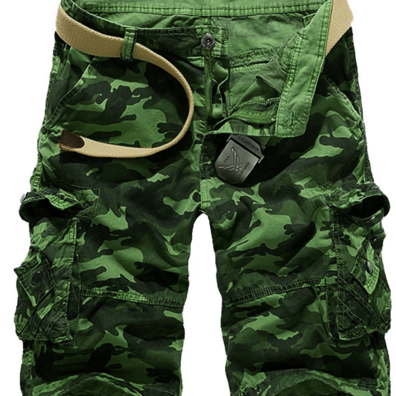 Men'S Cargo Shorts Casual Loose Camouflage Print 3/4 Shorts with Pockets for Summer