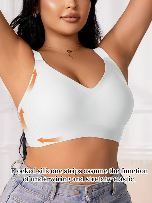 [Wire-Free Comfort Fit Bralette] Seamless Plus Size Bralette - Soft, Wire-Free with Removable Pads, Comfort Fit for Casual Attire