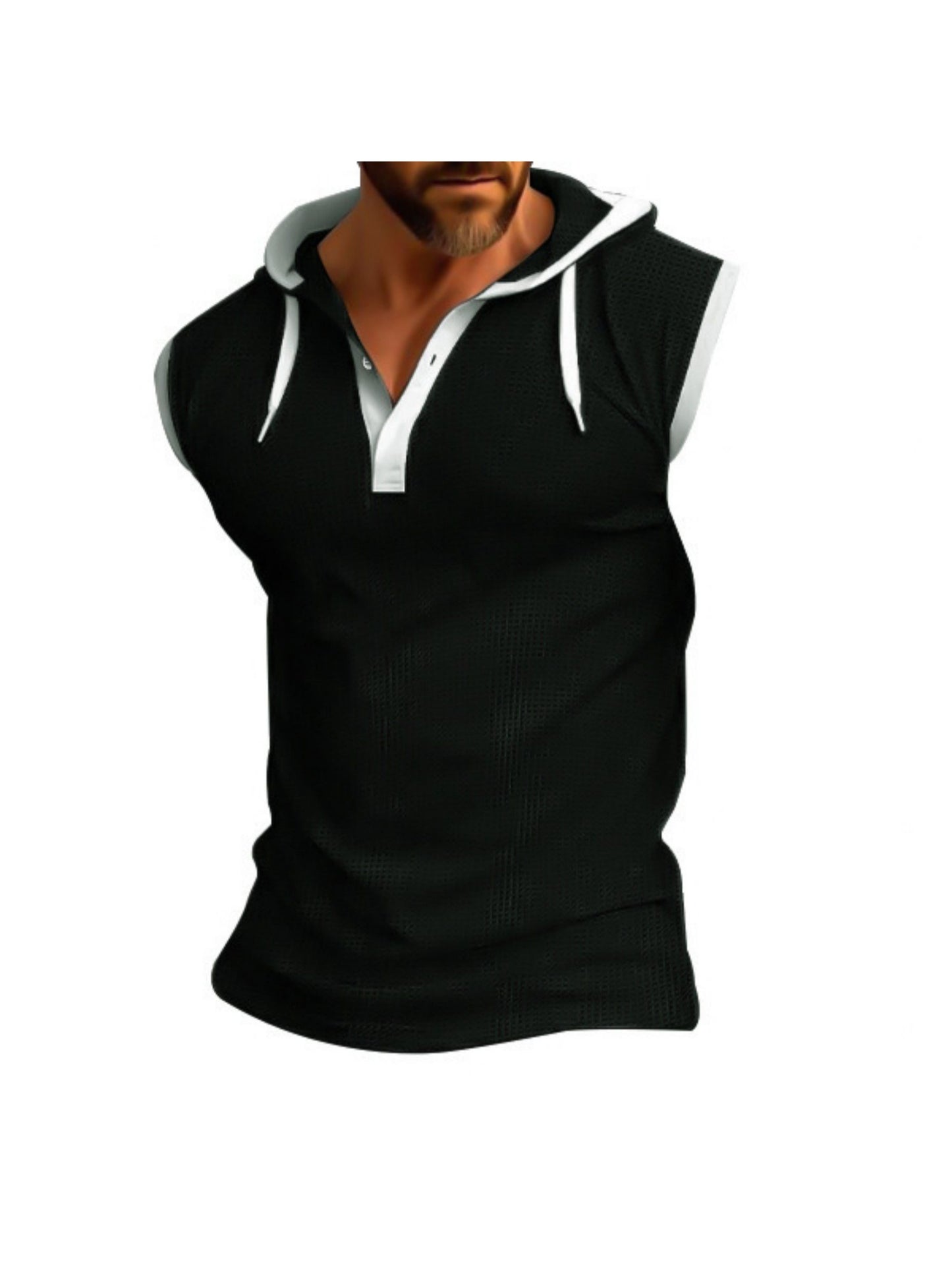 Men's Comfort Fit Breathable Solid Color Tank Top With Hooded- Summer Tops for Outdoor