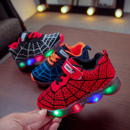 Spring And Autumn New Style Shoes in Sizes 21-36, Light-Up Running Shoes for Boys And Girls, LED Flashing Sneakers with Mesh Design.