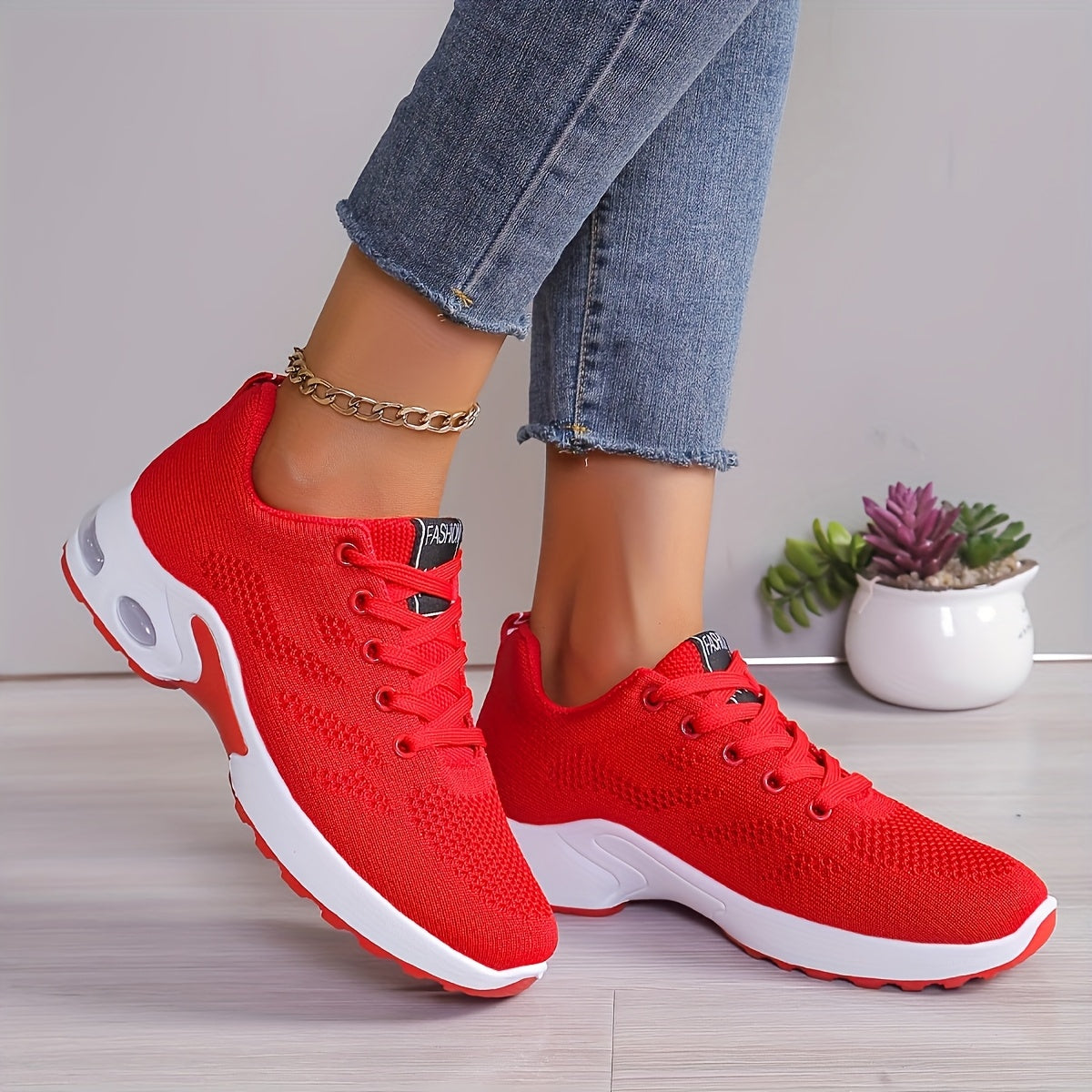 Women's Low-Top Air Cushion Sneakers - Shock Absorbing, Breathable, Lightweight, Comfortable for Outdoor Sports & Daily Wear