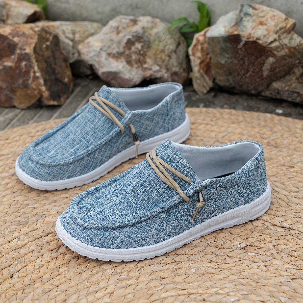 [Soft Casual Shoes] Breathable Non-slip Women's Casual Shoes - Soft and Lightweight Fabric Loafers with Solid Color Patterns, Round Head Elastic Laces, Flat Bottom Sports Daily Light Work Shoes