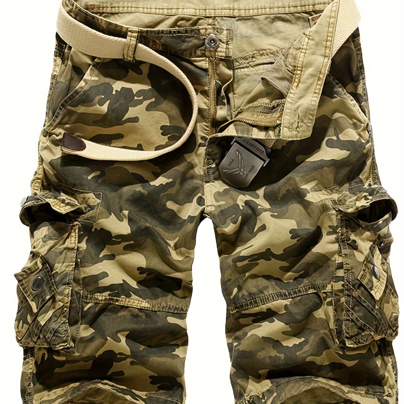 Men'S Cargo Shorts Casual Loose Camouflage Print 3/4 Shorts with Pockets for Summer