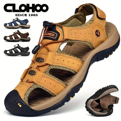 [Thick Sole Handmade Men's Sandals] Clohoo Brand Cowhide Rubber Thick Sole Handmade Casual Bag Head Men's Sandals