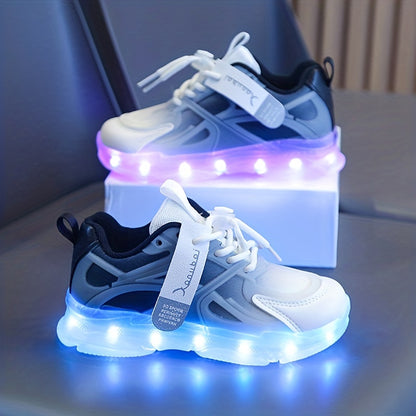 Usb Charging Light Shoes Colorful Sixteen Mode Running Horse Light Shoes Cool Luminous Boys Girls Can Change Color Color Lights Running Sneakers Cartoon Casual Shoelace Light Shoes