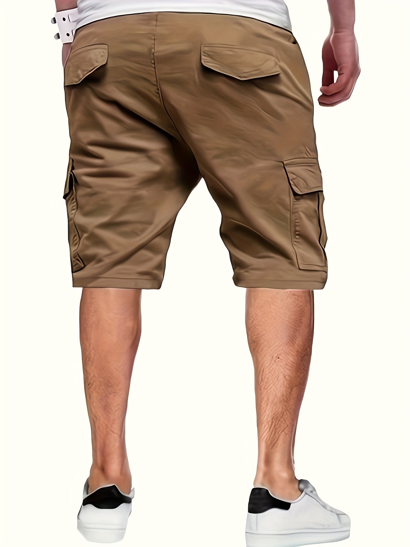 Summer 3-Pack Men's Casual Cargo Shorts - 100% Polyester, Solid Color, Regular Fit with Pockets - 390g/m² Non-Stretch Fabric, Loose Straight Leg Sports Trousers