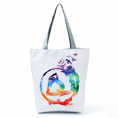 Gift Reusable Tote Watercolor Ballet Dancer Art Print Shoulder Bag Girls Gymnast Casual Women Handbags Travel Eco Shopping Bags