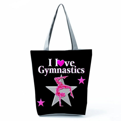 Gift Reusable Tote Watercolor Ballet Dancer Art Print Shoulder Bag Girls Gymnast Casual Women Handbags Travel Eco Shopping Bags